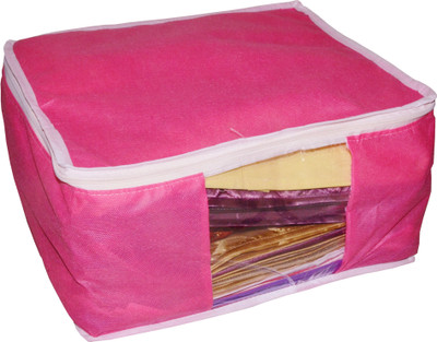 

Funkroo High Quality Pack of 1 Non Woven 10inch Designer Height Saree Cover Gift Organizer bag vanity pouch Keep saree/Suit/Travelling Pouch(Pink)