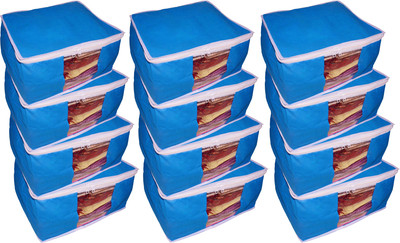 

Funkroo High Quality Pack of 12 Non Woven 10inch Designer Height Saree Cover Gift Organizer bag vanity pouch Keep saree/Suit/Travelling Pouch(Blue)
