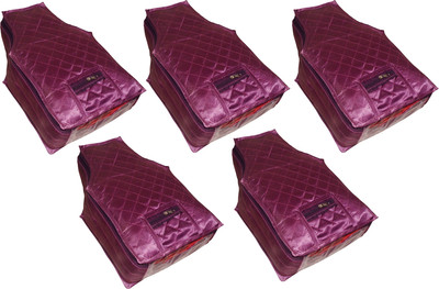 

Funkroo High Quality Pack of 5 Satin 6inch Designer Blouse Cover Gift Organizer bag vanity pouch Keep saree/Suit/Travelling Pouch(Purple)