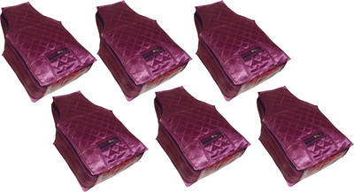 

Funkroo High Quality Pack of 6 Satin 6inch Designer Blouse Cover Gift Organizer bag vanity pouch Keep saree/Suit/Travelling Pouch(Purple)
