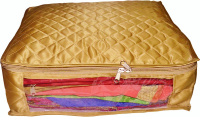 

Funkroo High Quality Pack of 1 Satin 6 inch Height Saree Cover Gift Organizer bag vanity pouch Keep saree/Suit/Travelling Pouch(Golden)