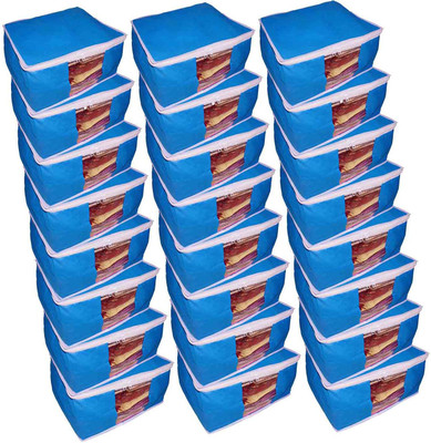 

Funkroo High Quality Pack of 24 Non Woven 10inch Designer Height Saree Cover Gift Organizer bag vanity pouch Keep saree/Suit/Travelling Pouch(Blue)