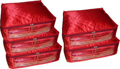

Funkroo High Quality Pack of 5 Satin 6 inch Height Saree Cover Gift Organizer bag vanity pouch Keep saree/Suit/Travelling Pouch(Maroon)