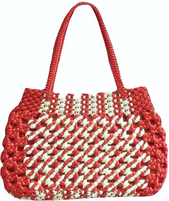 Rosy Hand-held Bag(Red, Beige), Beige;red