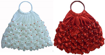 

Rosy Hand-held Bag(White, Red), Red;white