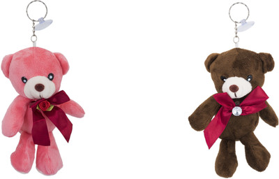 

Shubheksha Combo of 2 Cute Teddy Bear with Vacuum Cup (Pink,Brown) Key Chain