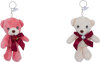 Shubheksha Combo of 2 Cute Teddy Bear with Vacuum Cup (Pink,White) Key Chain