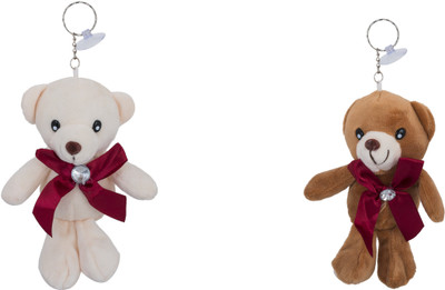 

Shubheksha Combo of 2 Cute Teddy Bear with Vacuum Cup (White,Light Brown) Key Chain