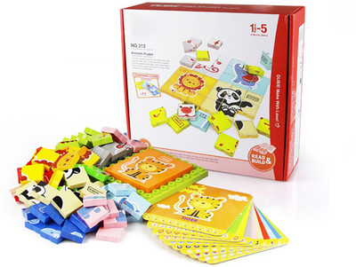 

Pepperonz 90 pcs Animal Puzzle 11 Card Creative Educational Assemble Building Block Figures Model Bricks For Kids(Multicolor)