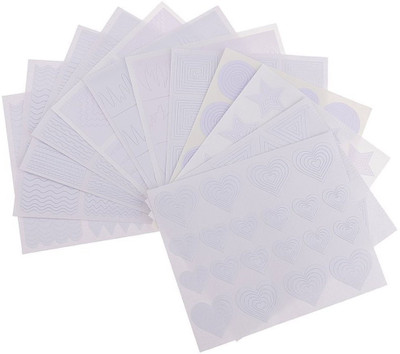 

Gugzy 12 Pcs Nail Sticker French Nail Art Guide French Tip Guide Nail Art Stencil Geometry Circle Stars Heart DIY Manicure Tool(White)