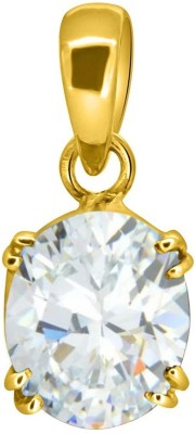 TEJVIJ AND SONS 3.25 Ratti Natural White Zircon Ashthadhatu Pendent Gold Plated Gli Certified Gold-plated Zircon Metal Pendant