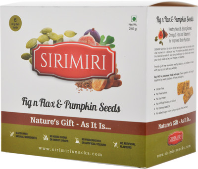 

SIRIMIRI Nutrition Bar - Fig n Flax & Pumpkin Seeds - ( Pack of 6 Each 40 gm) Nutrition Bars(240.0 g, Natural Flavour of the Ingredients)
