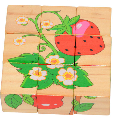 

Vibgyor Vibes Vibgyor Vibes™ Early Age 6 in 1 Wood Block Puzzles for small Kids. (Fruit Theme)(9 Pieces)