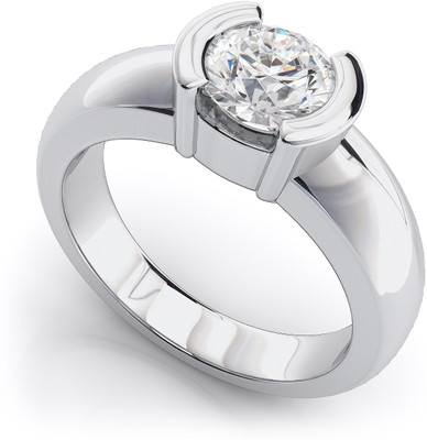 

Royal Jewellery Alloy Swarovski Zirconia Platinum Plated Ring, Silver