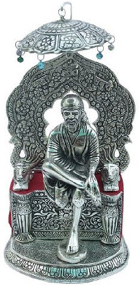 DreamKraft Oxidized White Metal Sai Baba Showpiece Idol For Home Decor Gift Item Decorative Showpiece - 36 cm(Aluminium, Silver)