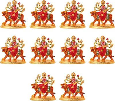 SmsTraders Set of 10 Goddess Durga Devi / Maa Sherawali Idol - Navratri Pooja Statue Decorative Showpiece  -  4 cm(Brass, Multicolor)