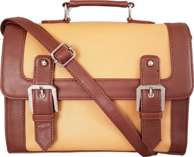 Toteteca Bag Works Women Formal Brown, Yellow PU Sling Bag
