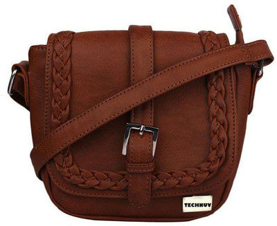 

Technuv Girls Casual Brown PU Sling Bag