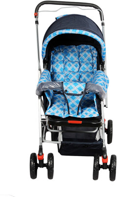 

RIMJHIM TOYS Baby Stroller with Adjustable Seating Positions and Rotating Wheels with Brakes Stroller(Multi, Blue)
