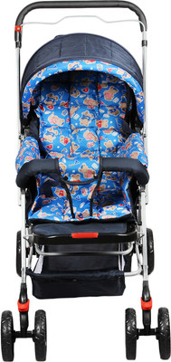 

RIMJHIM TOYS Baby Stroller with Adjustable Seating Positions and Rotating Wheels with Brakes Stroller(Multi, Blue)