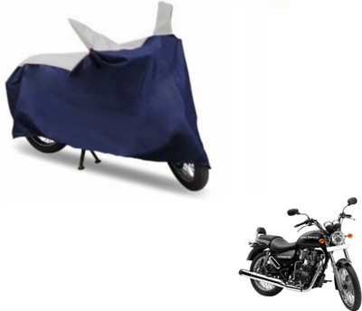 MOCKHE Two Wheeler Cover for Royal Enfield(Thunderbird 350, Blue, Silver)