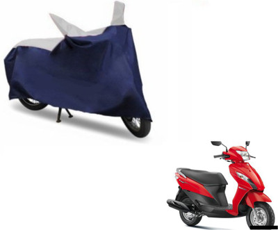 MOCKHE Two Wheeler Cover for Suzuki(Let's, Blue, Silver)