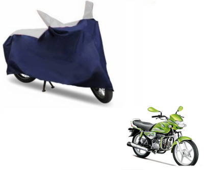 MOCKHE Two Wheeler Cover for Hero(HF Deluxe, Blue, Silver)