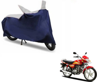 MOCKHE Two Wheeler Cover for Hero(HF Deluxe, Blue, Silver)