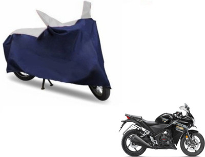 MOCKHE Two Wheeler Cover for Honda(CBR 250R, Blue, Silver)