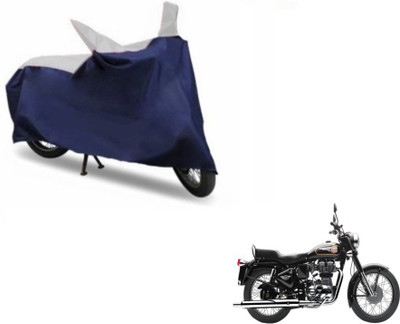 MOCKHE Two Wheeler Cover for Royal Enfield(Bullet 350, Blue, Silver)
