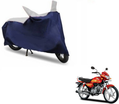 MOCKHE Two Wheeler Cover for Hero(CD deluxe, Blue, Silver)