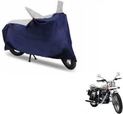 MOCKHE Two Wheeler Cover for Royal Enfield(Electra Delux, Blue, Silver)