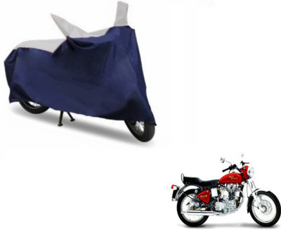 MOCKHE Two Wheeler Cover for Royal Enfield(Classic 500, Blue, Silver)