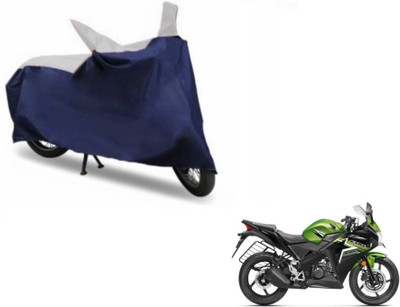 MOCKHE Two Wheeler Cover for Honda(CBR 150R, Blue, Silver)