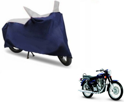 MOCKHE Two Wheeler Cover for Royal Enfield(Electra Delux, Blue, Silver)