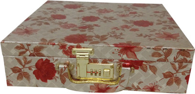 

Haryana Craft New Stylish Golden Red And Silver Flower's Printed Bangles Box 4 Rods Size L*B*H :32*32*9 Cm Bangles Box, Vanity Box Vanity Box(Golden)