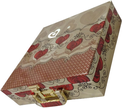 

Haryana Craft Stylish Golden Red Flower's Printed Bangles Box 4 Rods Size L*B*H :32*32*9 Cm With Lock System Bagnles Box, Vanity Box Vanity Box(Multicolor)