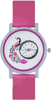 Bhavy Pink Peacock Style Designer Watch - For Girls