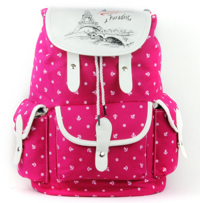

RAMPOSH Canvas Printed Backpack Pink,White 80 Laptop Bag, College Bag 15 L Backpack(White, Pink)