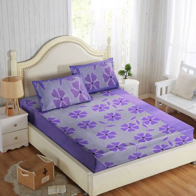SpeedDecor 144 TC Cotton King Floral Flat Bedsheet(Pack of 1, Purple)