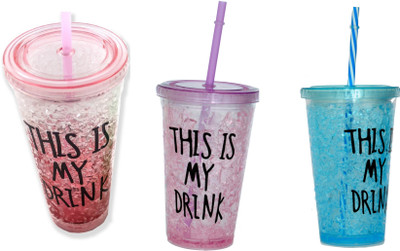 

DINAARKAN COMBO OF FROSTY PINK, PURPLE AND BLUE TRANSPARENT GLASS WITH STRAW 450 ml 450 ml Sipper(Pack of 3, Pink, Purple, Blue), Blue;pink;purple
