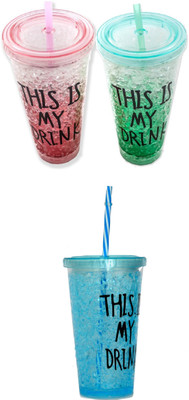 

DINAARKAN COMBO OF FROSTY PINK, GREEN AND BLUE TRANSPARENT GLASS WITH STRAW 450 ml 450 ml Sipper(Pack of 3, Pink, Green, Blue), Blue;green;pink