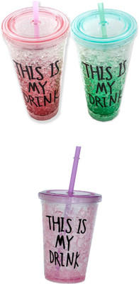 

DINAARKAN COMBO OF FROSTY PINK, GREEN AND PURPLE TRANSPARENT GLASS WITH STRAW 450 ml 450 ml Sipper(Pack of 3, Pink, Green, Purple), Green;pink;purple