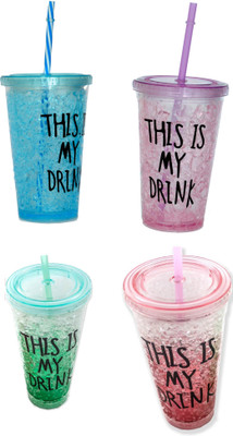 

DINAARKAN COMBO OF FROSTY BLUE, PURPLE, PINK AND GREEN TRANSPARENT GLASS WITH STRAW 450 ml 450 ml Sipper(Pack of 4, Blue, Purple, Pink, Green), Blue;green;pink;purple