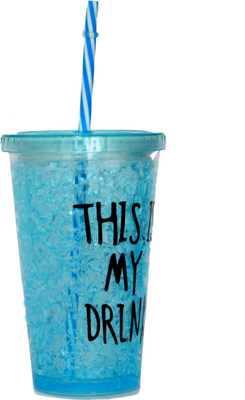 

DINAARKAN FROSTY BLUE TRANSPARENT GLASS WITH STRAW 450 ml 450 ml Sipper(Pack of 1, Blue)
