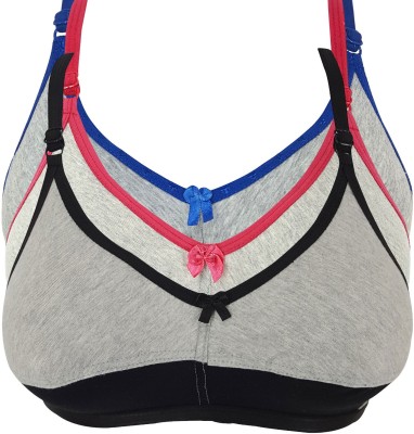 X-WELL Women T-Shirt Non Padded Bra(Dark Blue, Red, Black)