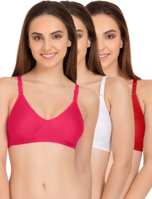 TWEENS by Belle Lingeries Pink White Red Concealer Non Padded Triple Layered Full Coverage Pack of 3 Women T-Shirt Non Padded Bra(Red, White, Pink)