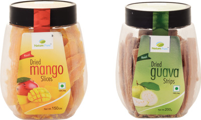 

Nature Pure Dried Fruits- Mango Slices Jar + Guava Strips Jar (150g+200g) Pack of 2 Natural Candy(Pack of 2)