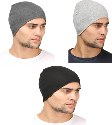 Atabz Solid Skull Cap Cap(Pack of 3)