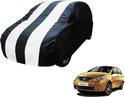 MOCKHE Car Cover For Tata Manza (Without Mirror Pockets)(Blue, White)